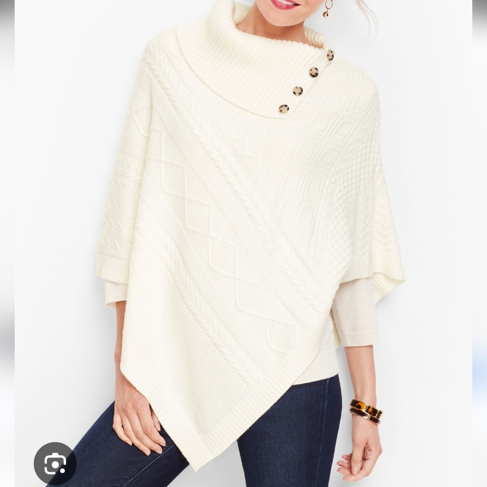 NWT Talbots Split Neck Triangle Poncho XS